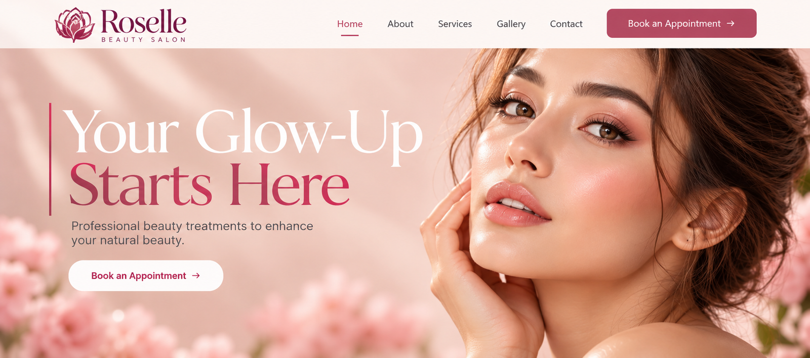 Roselle Beauty Salon website homepage preview