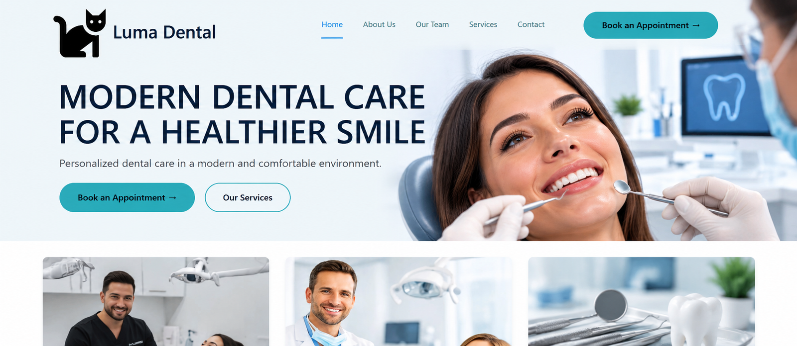 Luma Dental website homepage preview